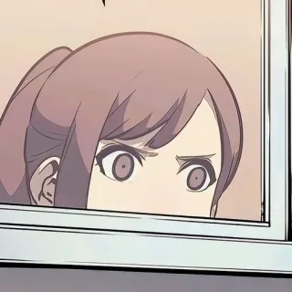 🧬 anime, manga, cartoon, girl, woman, window, peeking, looking telegram sticker