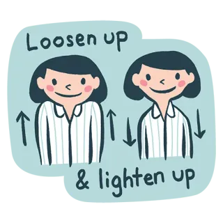 🧘‍♂️ Loosen up & lighten up exercício, alongamento, relaxamento, calma, mulher, desenho animado, movimento, saúde telegram sticker