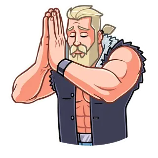 🙏 hombre, oración, barba, chaleco, dibujo animado telegram sticker