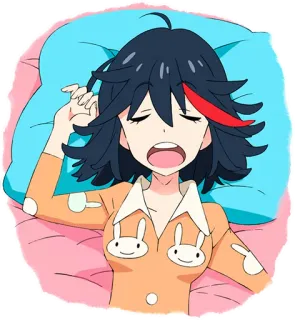 😴 Ryuko Matoi Kill la Kill Anime, Sen, Poranek, Dziewczyna, Postać, Ryuko Matoi, Kill la Kill telegram sticker