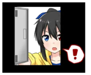 ❗ anime, ragazza, scioccata, sorpresa, porta, esclamazione, carina whatsapp sticker