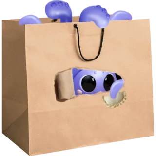 👁 monstro, desenho animado, bolsa, fofo, criatura, animação whatsapp sticker