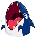 🦈 orca, ballena, animal, dibujos animados, océano, criatura marina, lindo telegram sticker