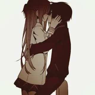 ❤️ beijando, anime, casal, romance, amor telegram sticker