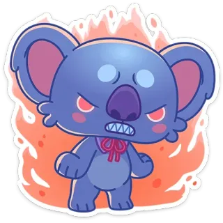 😡 koala, arrabbiato, cartone animato, carino, animale, sticker telegram sticker
