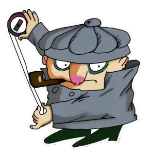 😕 detektif, merokok, pipa, topi, kartun, penyelidik whatsapp sticker