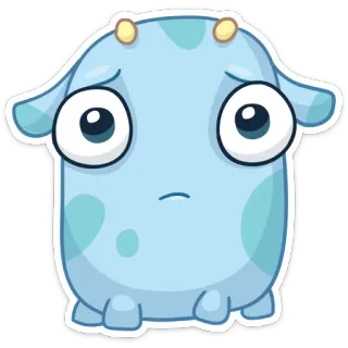 😟 carino, mostro, cartone animato, blu, triste whatsapp sticker