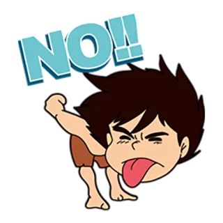 😛 NO!! Cartoon, Ekel, Ausdruck, Ablehnung, Negativ, Junge, Verweigerung telegram sticker