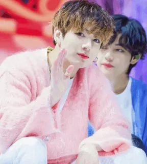 🐰 kpop, bts, jungkook, v, idola, merah muda, korea telegram sticker