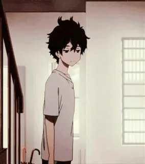 ⛈ Anime, Junge, Innenbereich, T-Shirt, Treppe telegram sticker