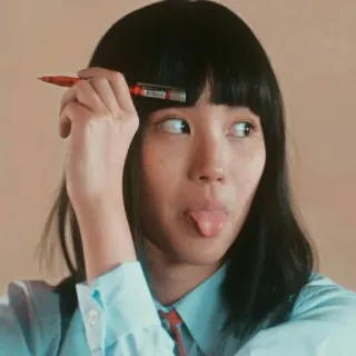 🤰 fille, langue, écolière, portrait, asiatique, étudiante telegram sticker