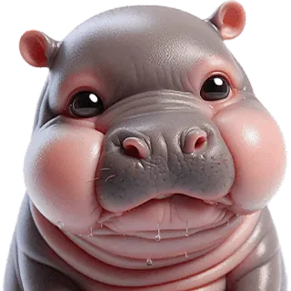 🤤 hippo, animal, cute, baby hippo, digital art, sticker telegram sticker