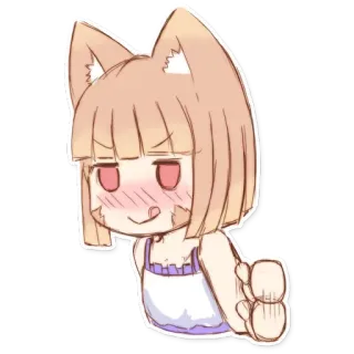 😏 Anime, Neko, Đỏ mặt, Dễ thương, Chibi, Vẽ telegram sticker