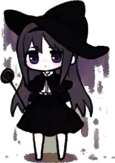 🎀 bruxa, chibi, anime, mangá, halloween, magia, fofo, desenho animado telegram sticker