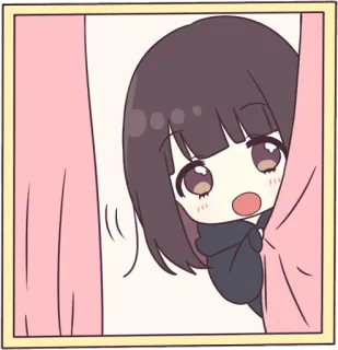 👀 Anime, Manga, Schattig, Kijken, Kawaii, Karakter, Meisje, Gordijn telegram sticker