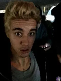 😐 Justin Bieber celebrità, ritratto, capelli biondi, maschio, espressione scioccata telegram sticker