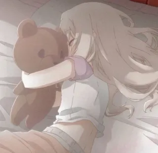 😪 Anime, Ragazza, Orsetto, Sonno, Carino telegram sticker