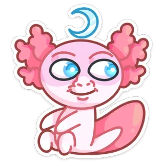 🌃 Axolotl, Dessin animé, Mignon, Rose, Autocollant whatsapp sticker