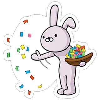 🎉 กระต่าย, กระดาษสี, เฉลิมฉลอง, ปาร์ตี้, น่ารัก, สัตว์ telegram sticker