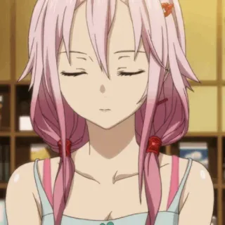 🍓 Inori Yuzuriha Guilty Crown Anime, Dziewczyna, Różowe włosy, Postać, Guilty Crown, Inori Yuzuriha telegram sticker