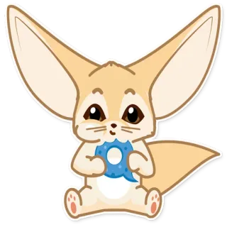 🍰 Fennec, Animale, Ciambella, Carino, Adesivo, Volpe del deserto telegram sticker