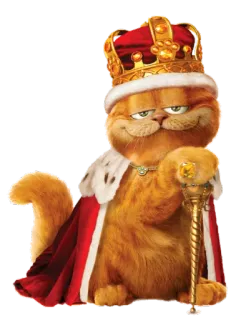 👑 Garfield chat, dessin animé, roi, couronne, garfield whatsapp sticker