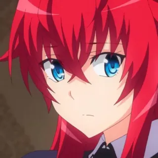 🩸 Rias Gremory High School DxD Anime, cheveux roux, yeux bleus, femme, personnage, fiction whatsapp sticker