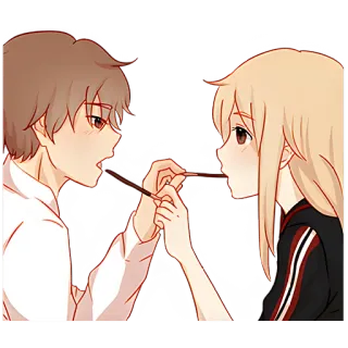 🤤 пара, аниме, романтика, pocky, еда, милый telegram sticker