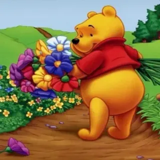 😘 Winnie the Pooh winnie the pooh, pooh bear, disney, cartoon, flowers, bear telegram sticker