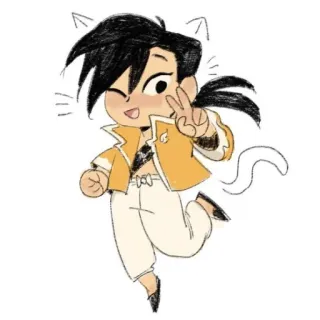 ✌ Desenho animado, Estilo anime, Fofo, Personagem, Orelhas de gato, Sinal de paz telegram sticker