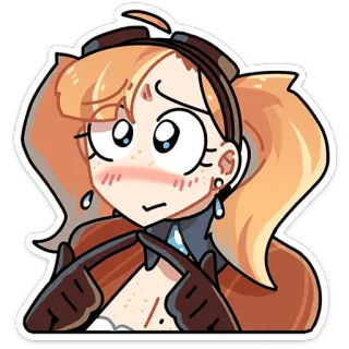 ⭐ Anime, Manga, Cartoon, Meisje, Nerveus, Schattig, Vrouwelijk, Blozend whatsapp sticker