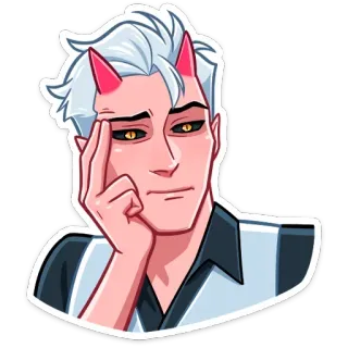🤨 démon, diable, cornes, animé, dessin animé, personnage whatsapp sticker