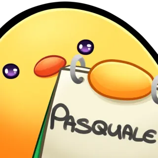 🐤 PASQUALE lindo, amarillo, pájaro, bloc de notas, nombre, Pasquale whatsapp sticker