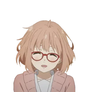 ☺️ anime, girl, glasses, cute, animation whatsapp sticker