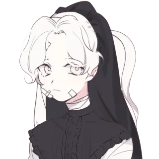 🔮 Anime, Triste, Pelo Blanco, Vendajes, Chica Anime telegram sticker
