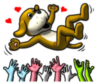 😃 perro, celebración, manos, fiesta, diversión whatsapp sticker