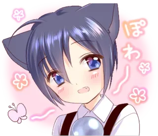 😳 ぽわわ Anime, Mèo, Con trai, Dễ thương, Kawaii, Manga, Sticker whatsapp sticker