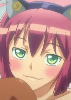 😏 anime, ragazza gatto, capelli rosa, carino, occhi verdi telegram sticker