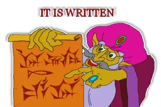 📜 Morshu Zelda CD-i games IT IS WRITTEN モルス, ゼルダ, 書いてある, 巻物, CD-i, ビデオゲーム, 面白い, ミーム telegram sticker