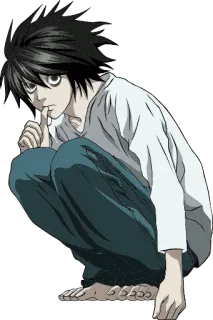 🧐 L Lawliet Death Note anime, L, Death Note, detective, character, manga, intellectual telegram sticker