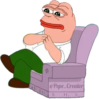 🐸 @Pepe_Creator pepe, family guy, triste, grenouille, dessin animé, mème telegram sticker