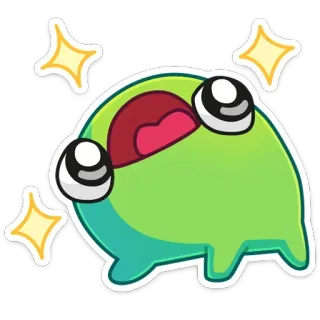 😳 verde, carino, rana, occhi, scintillio, cartone animato telegram sticker