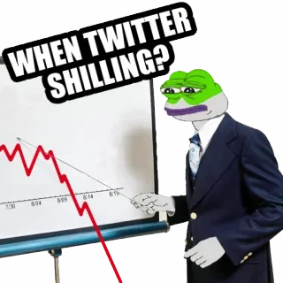 🍽 Pepe WHEN TWITTER SHILLING? Pepe der Frosch, Shilling, Twitter, Meme, Internetkultur, Finanzen, Märkte telegram sticker