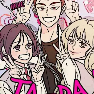 📱 HEHE amici, cartoni animati, pace, giovani telegram sticker