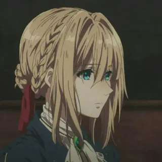 ✨ Violet Evergarden Anime, Violet Evergarden, Personaggio, capelli biondi, occhi blu, ritratto, fiction telegram sticker