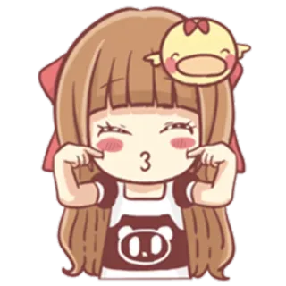 😚 만화, 애니메이션, 소녀, 귀여운, 카와이, 오리, 스티커 telegram sticker
