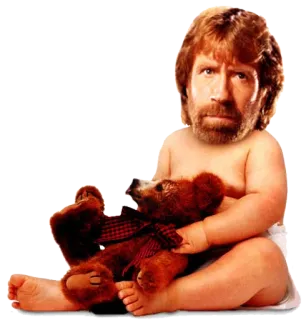 👶 Chuck Norris actor, baby, teddy bear, funny, celebrity telegram sticker