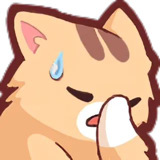 🤭 кот, грустный, плакать, эмоция, пот, слеза telegram sticker