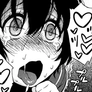 ❗️ Anime, Manga, Corazones, Emocionado/a, Lengua whatsapp sticker