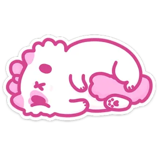 😔 słodki, zwierzę, śpiący, różowy, leniwy, kawaii, naklejka whatsapp sticker